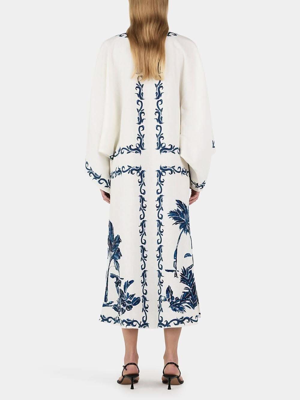 Vintage Hawaiian Print Sequined Oversized Loose Midi Dress