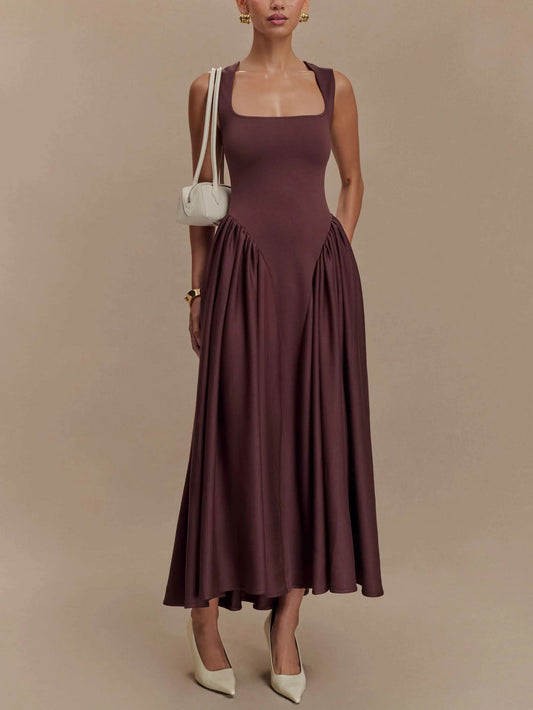 Minimalist Retro Square Neck Dress