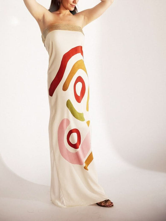 Unique Print Spotted Midi Dress