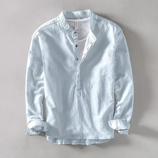 CALLUM LINEN MANDARIN SHIRT
