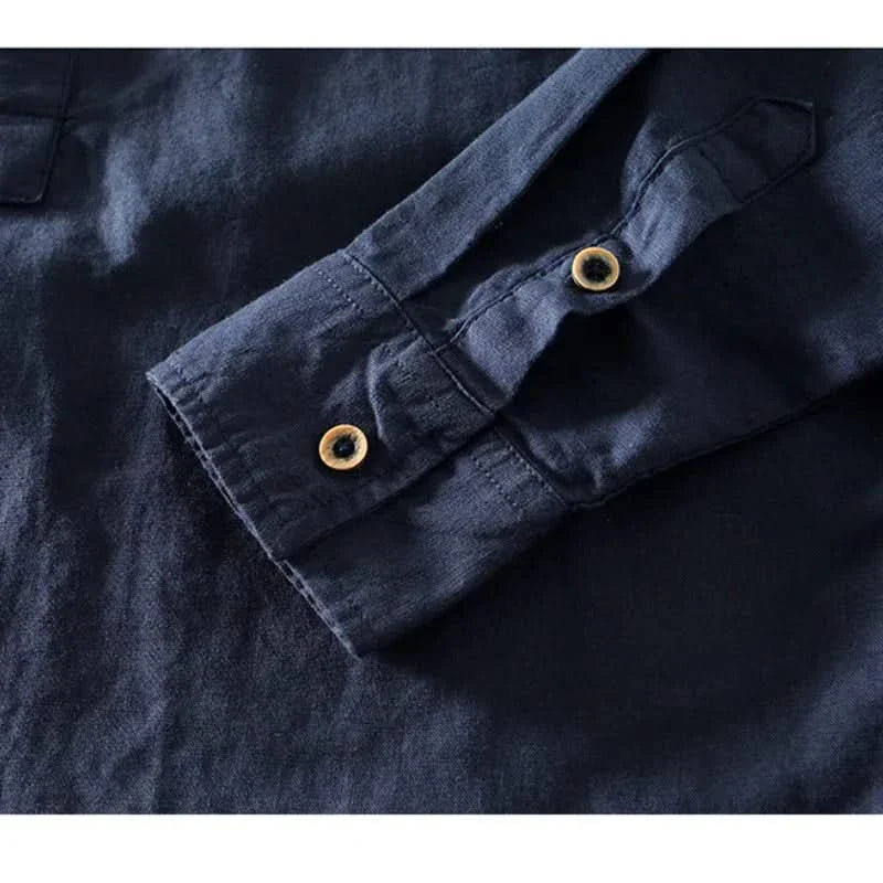 CALLUM LINEN MANDARIN SHIRT