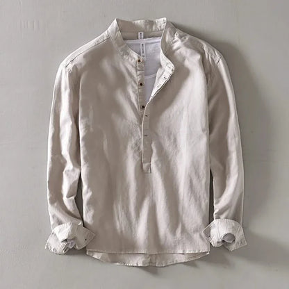 CALLUM LINEN MANDARIN SHIRT