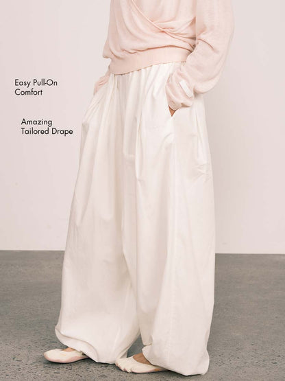 Relaxed Tencel-Cotton Tapered Drape Pants