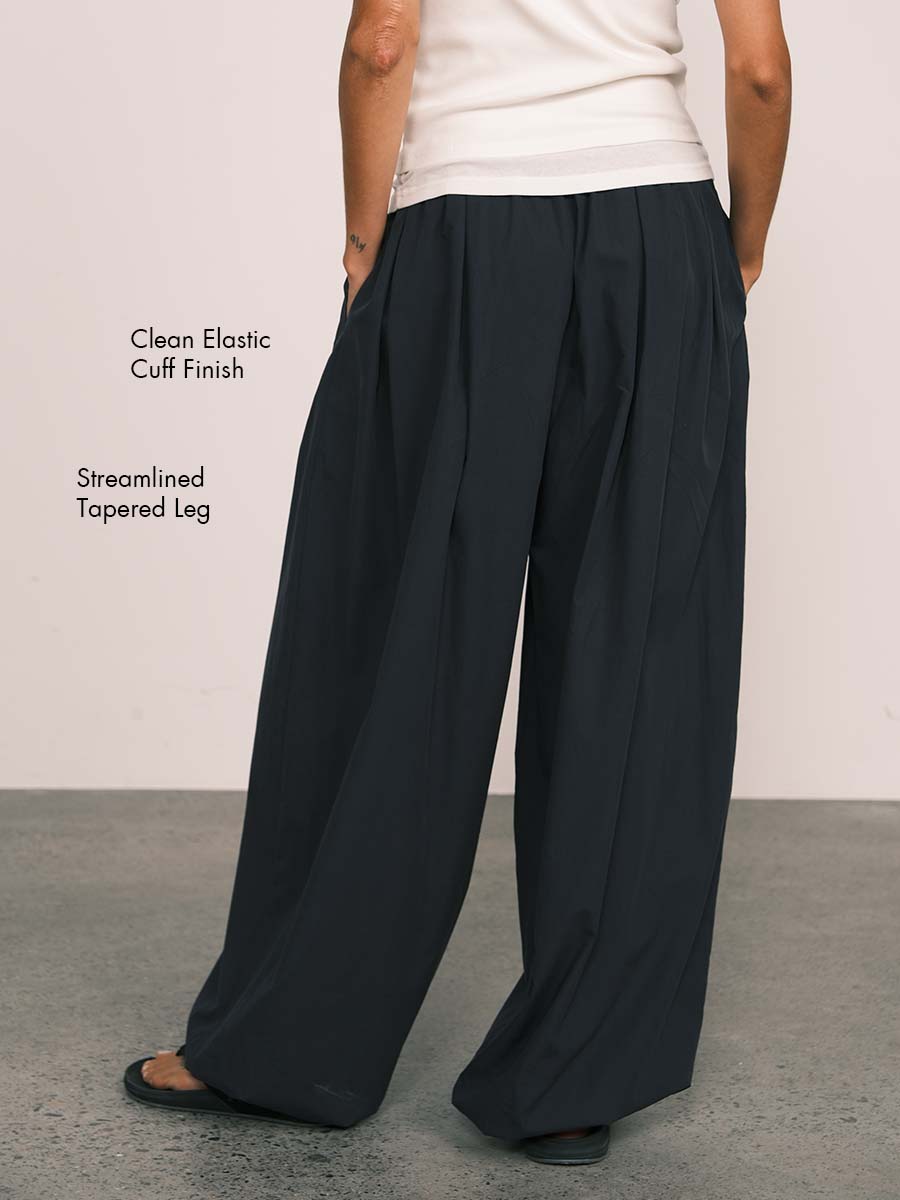 Relaxed Tencel-Cotton Tapered Drape Pants