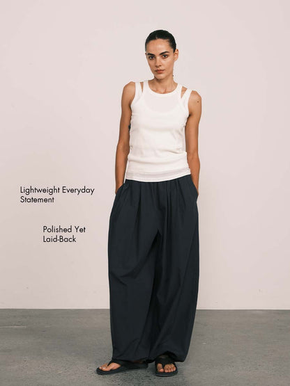 Relaxed Tencel-Cotton Tapered Drape Pants